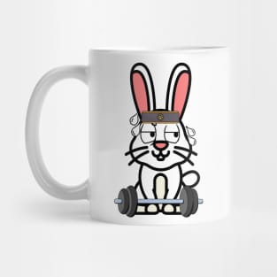 Cute white rabbit is exercising Mug